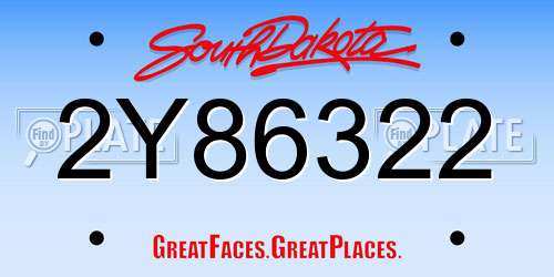 2Y86322 South Dakota License Plate