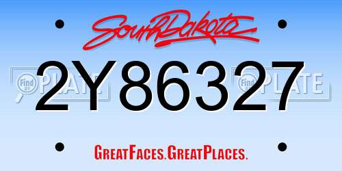 2Y86327 South Dakota License Plate