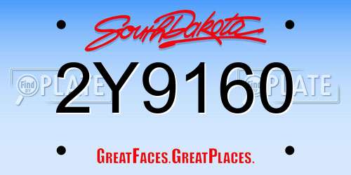 2Y9160 South Dakota License Plate