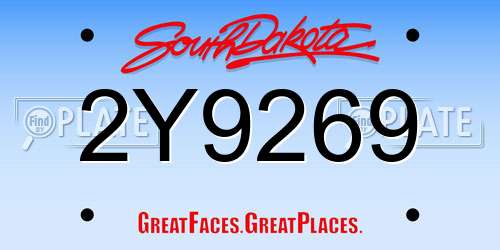 2Y9269 South Dakota License Plate