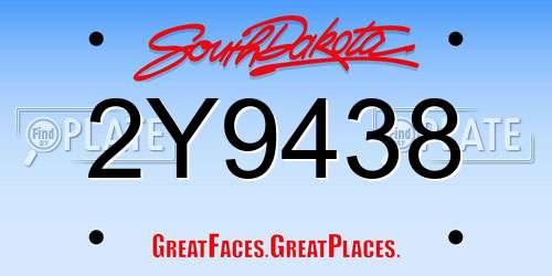 2Y9438 South Dakota License Plate