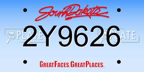 2Y9626 South Dakota License Plate