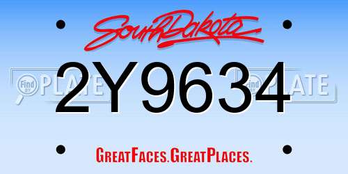 2Y9634 South Dakota License Plate