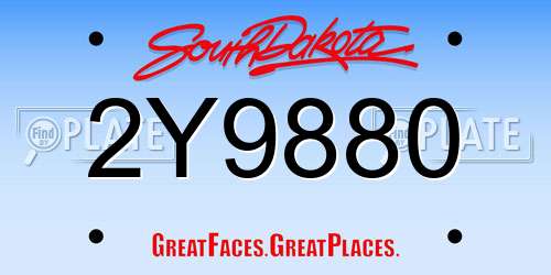 2Y9880 South Dakota License Plate