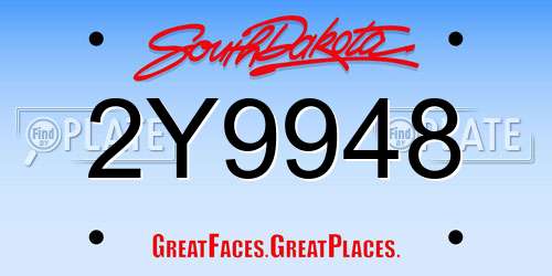 2Y9948 South Dakota License Plate