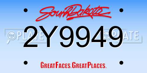 2Y9949 South Dakota License Plate