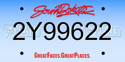 2Y99622 South Dakota License Plate