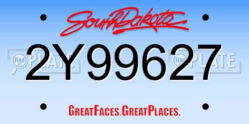 2Y99627 South Dakota License Plate