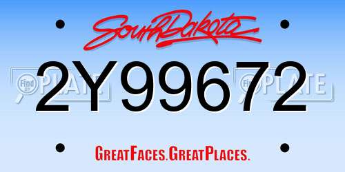 2Y99672 South Dakota License Plate