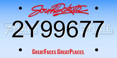 2Y99677 South Dakota License Plate