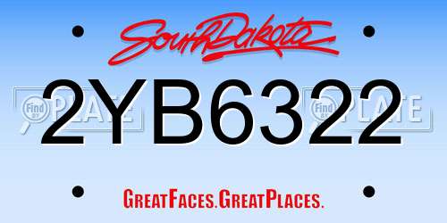 2YB6322 South Dakota License Plate
