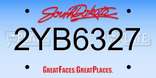 2YB6327 South Dakota License Plate