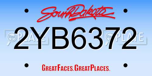 2YB6372 South Dakota License Plate