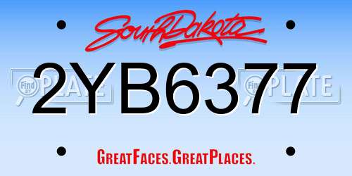 2YB6377 South Dakota License Plate