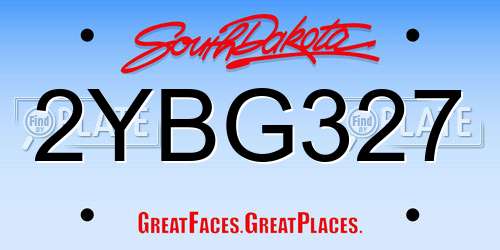 2YBG327 South Dakota License Plate