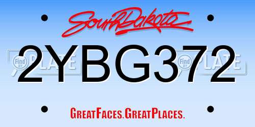 2YBG372 South Dakota License Plate