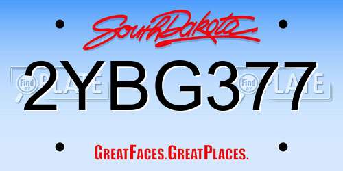 2YBG377 South Dakota License Plate