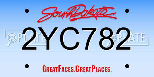 2YC782 South Dakota License Plate