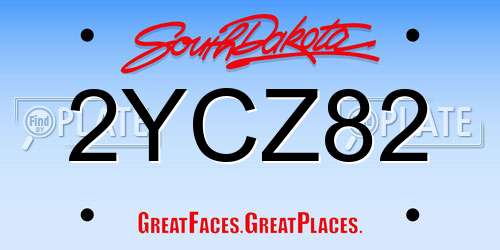 2YCZ82 South Dakota License Plate