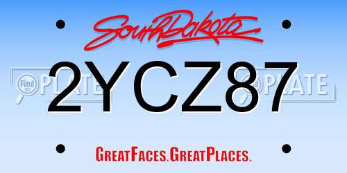 2YCZ87 South Dakota License Plate