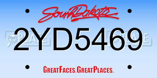 2YD5469 South Dakota License Plate