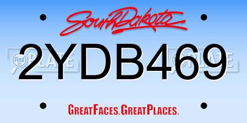 2YDB469 South Dakota License Plate