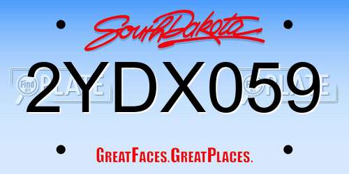 2YDX059 South Dakota License Plate
