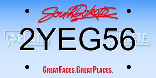 2YEG56 South Dakota License Plate