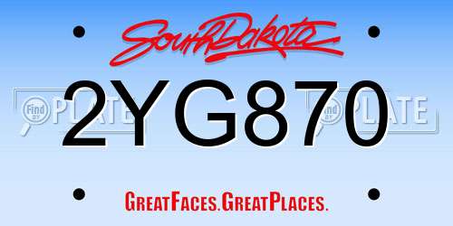 2YG870 South Dakota License Plate