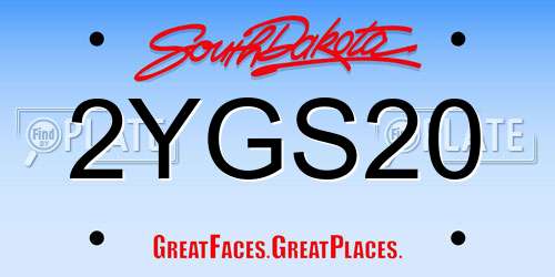 2YGS20 South Dakota License Plate