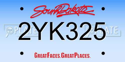 2YK325 South Dakota License Plate