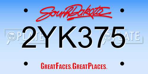 2YK375 South Dakota License Plate