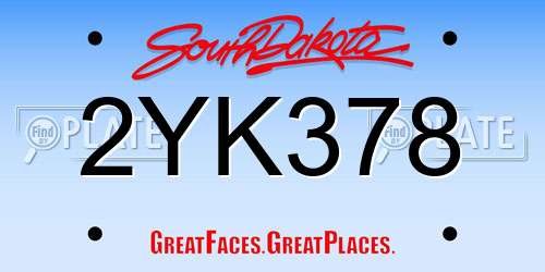 2YK378 South Dakota License Plate