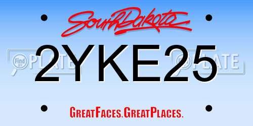 2YKE25 South Dakota License Plate