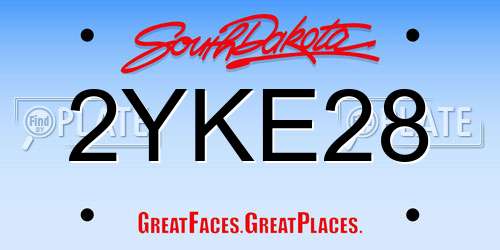 2YKE28 South Dakota License Plate