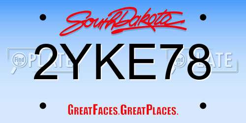 2YKE78 South Dakota License Plate