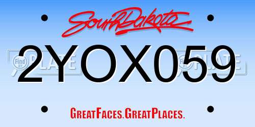 2YOX059 South Dakota License Plate