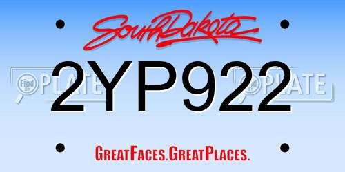 2YP922 South Dakota License Plate