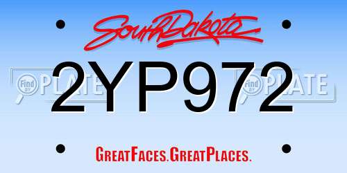 2YP972 South Dakota License Plate
