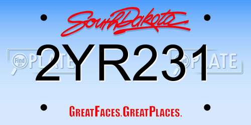 2YR231 South Dakota License Plate