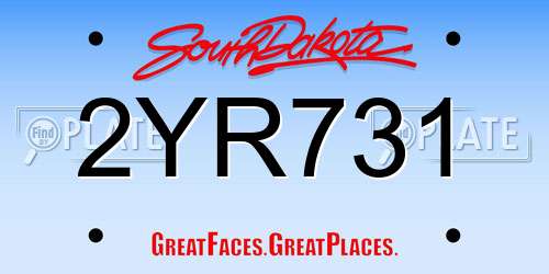 2YR731 South Dakota License Plate