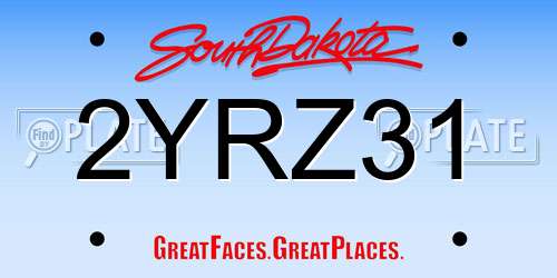 2YRZ31 South Dakota License Plate