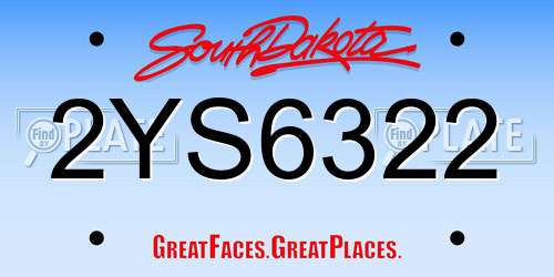2YS6322 South Dakota License Plate