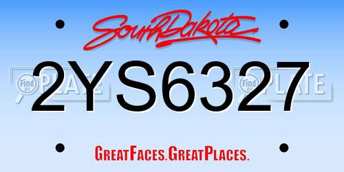 2YS6327 South Dakota License Plate
