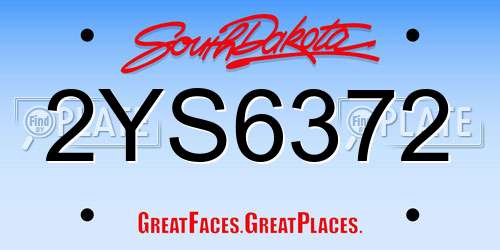 2YS6372 South Dakota License Plate