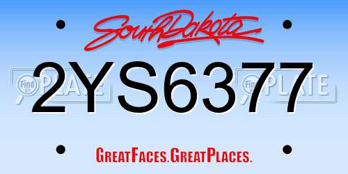 2YS6377 South Dakota License Plate
