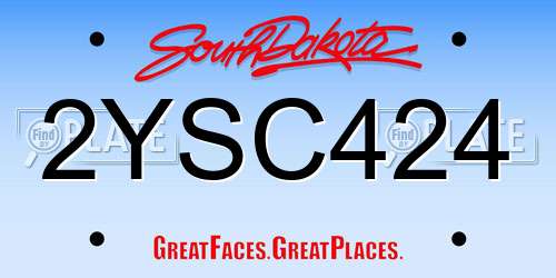 2YSC424 South Dakota License Plate