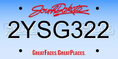 2YSG322 South Dakota License Plate