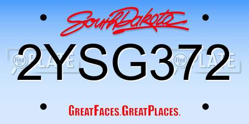 2YSG372 South Dakota License Plate
