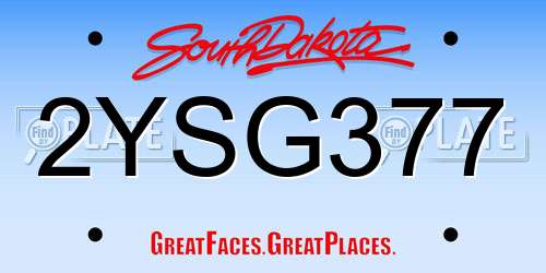 2YSG377 South Dakota License Plate
